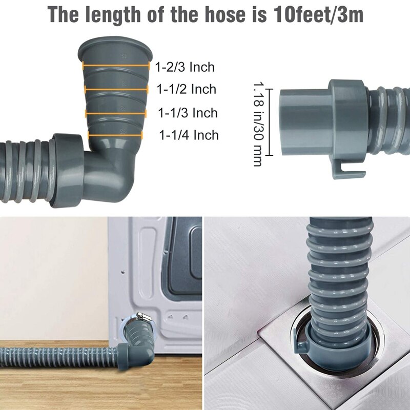 Universal Washing Machine Drain Discharge Hose Thick Rubber, Fits Many Washing Machine Drain Discharge Outlets