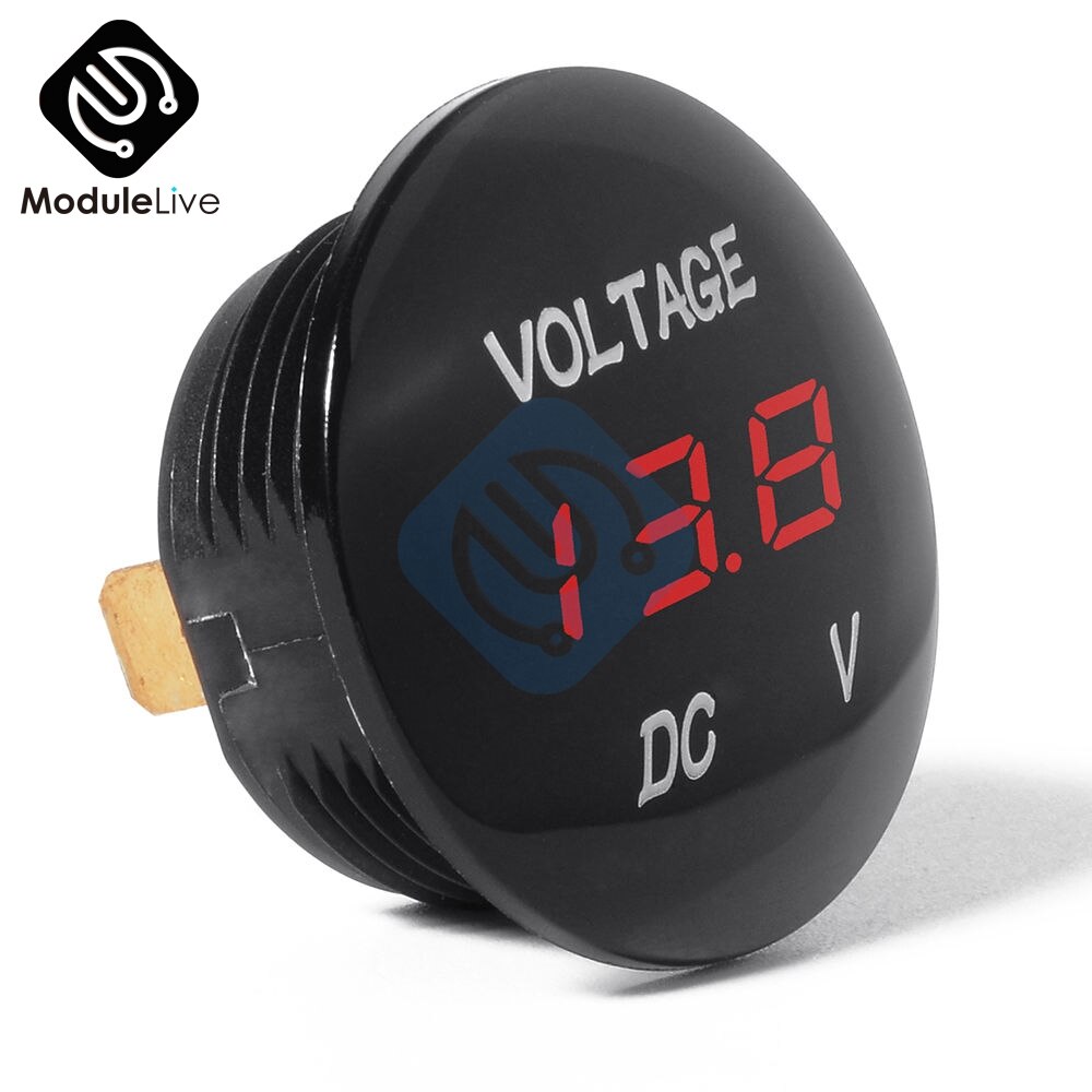YIXISI Waterdichte Auto Voltmeter met LED Digitale Display en Montageplaat, DC 12V 24V Ronde Spanningstester Meter met Terminals voor Boot Marine Voertuig Motorfiets Vrachtwagen ATV UTV, Blauw