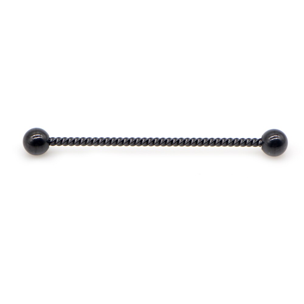14G 1pc Stainless Steel Industrial Barbell Earrings Twisted Matte Rainbow Ear Cartilage Helix-Conch Piercing Jewelry: Style B-Black