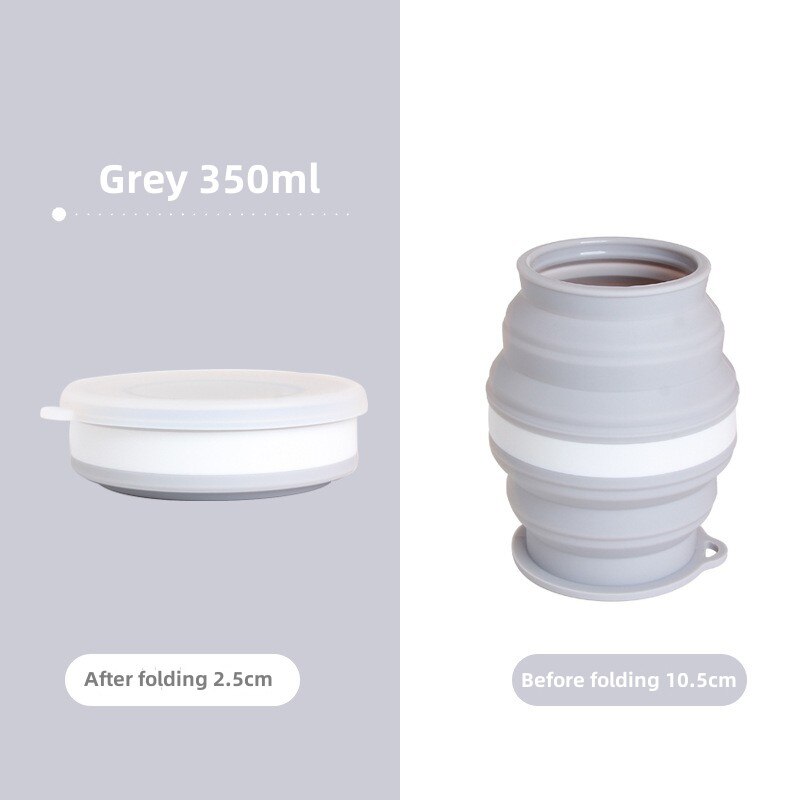 Taza plegable de silicona portátil con cordón, taza de viaje resistente al calor, tapa plegable, almacenamiento para agua