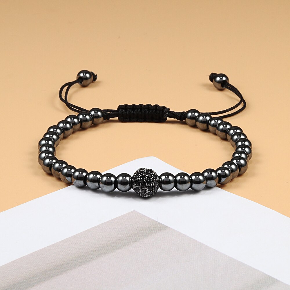 Leopard Head Bracelet Adjustable Beads Pave Zircon Bracelet For Men Women Charm Jewelry Best Friend: black