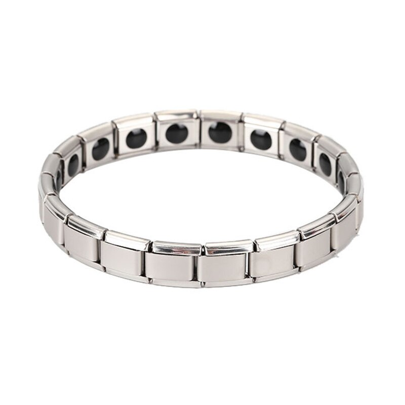Bracelet magnétique pour homme, soins de santé, perte de poids, thérapie magnétique élémentaire, soulagement de la douleur, arthrite, énergie Bio magnétique,: Silver single row