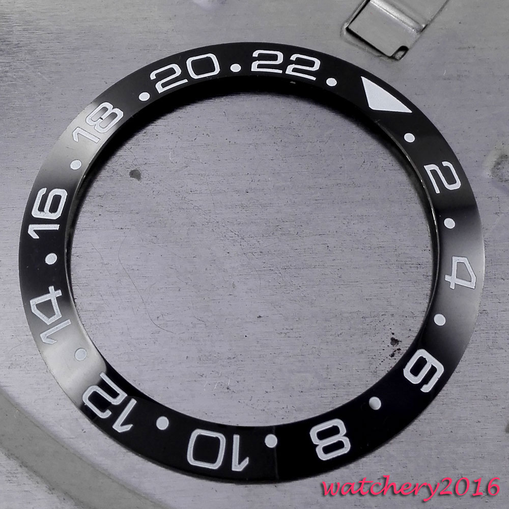 38mm zwarte keramische bezel insert horloge kit fit automatisch uurwerk horloge bezel