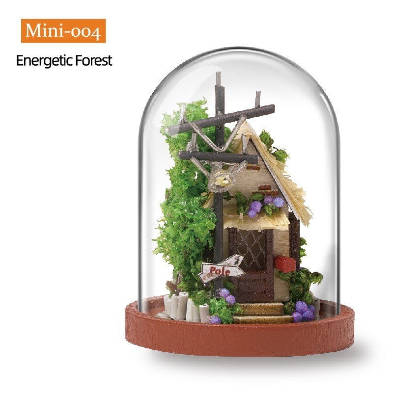 DIY Mini Magical Forest Cafe Of Time DollHouse Handmade Miniature Furniture Model Kit Glass Ball Wooden Doll House Toys Crafts: MINI-004