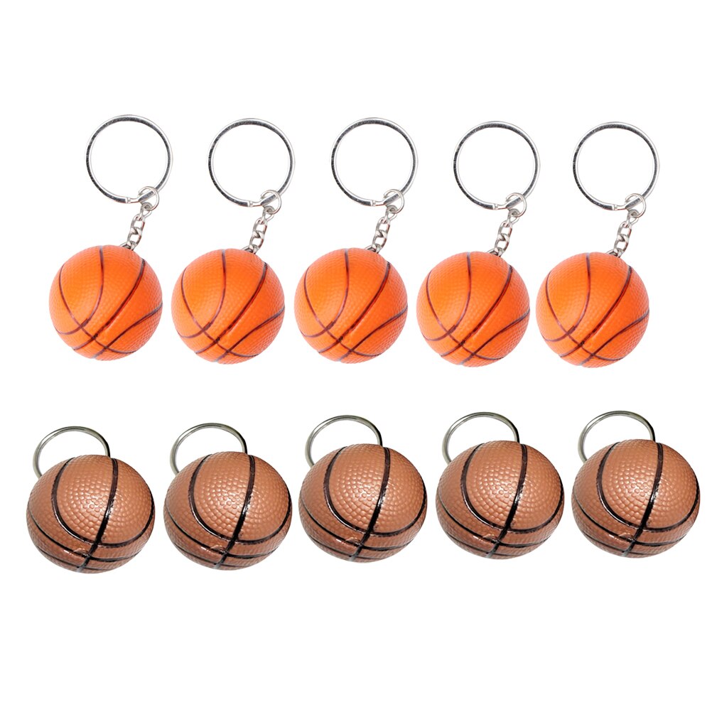 20 stk mini pu basketball nøglering nøgleringe souvenir vedhæng til spillere atleter holdkammerater (gul+brun)