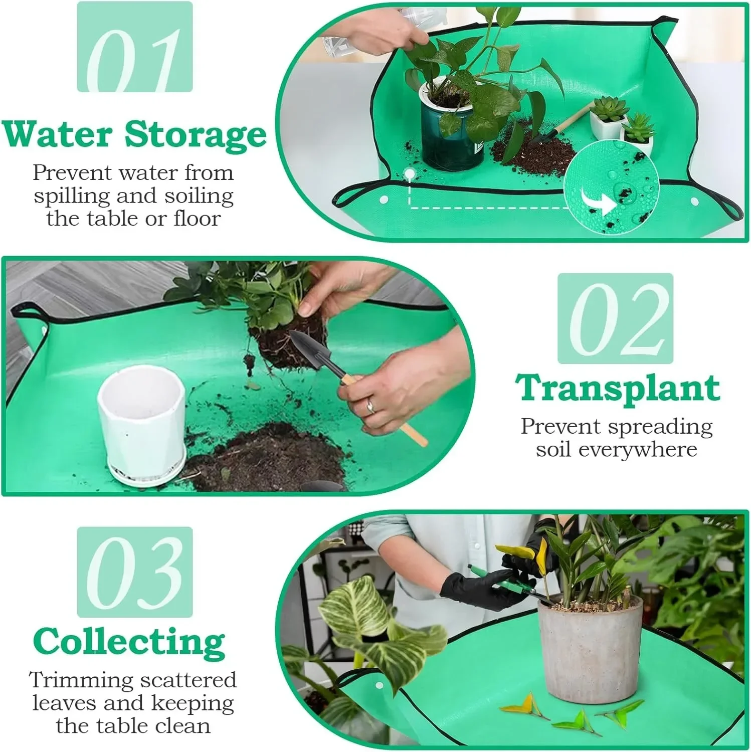 Estera para trasplante de plantas en maceta de jardín, estera para plantar, esteras plegables para plantas de interior, esteras cuadradas portátiles para jardinería, bandejas para macetas, macetas para plantas