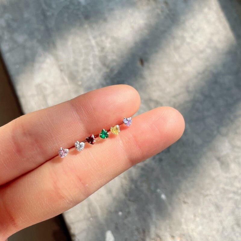 Hellolook 24Stck zierlich 925 Sterling Silber Liebe Herz Klar Cz Zirkon Nase Ringe &Ampere; Nieten Für Frauen Minimalistischen Süße körper Schmuck