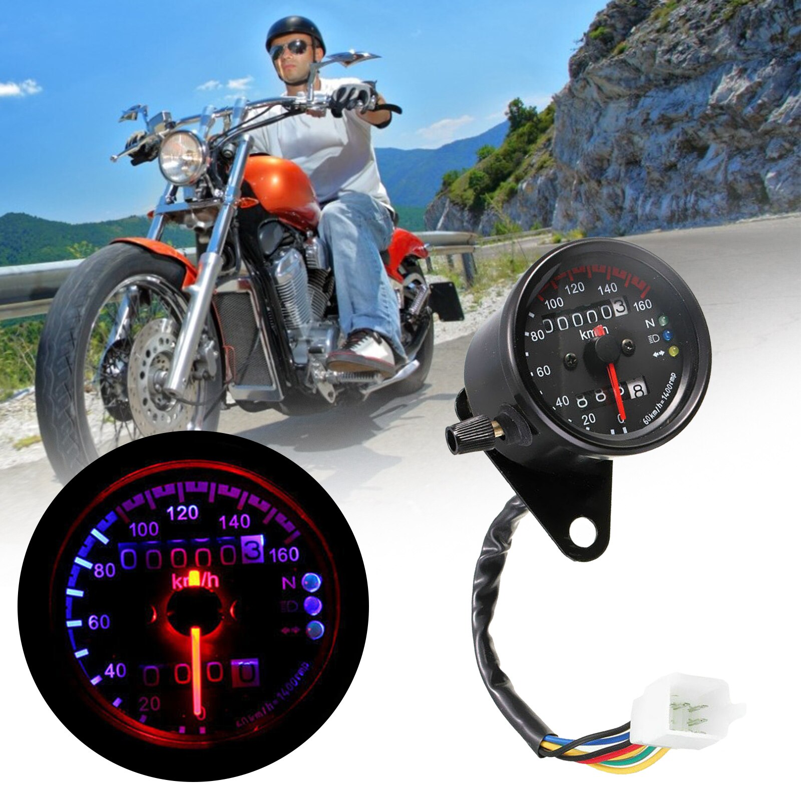 12V Universal Motorcycle Speedometer Odometer Motorcycle Dual Speed Meter With LED Indicator Speedometer Motorcycle Accessories