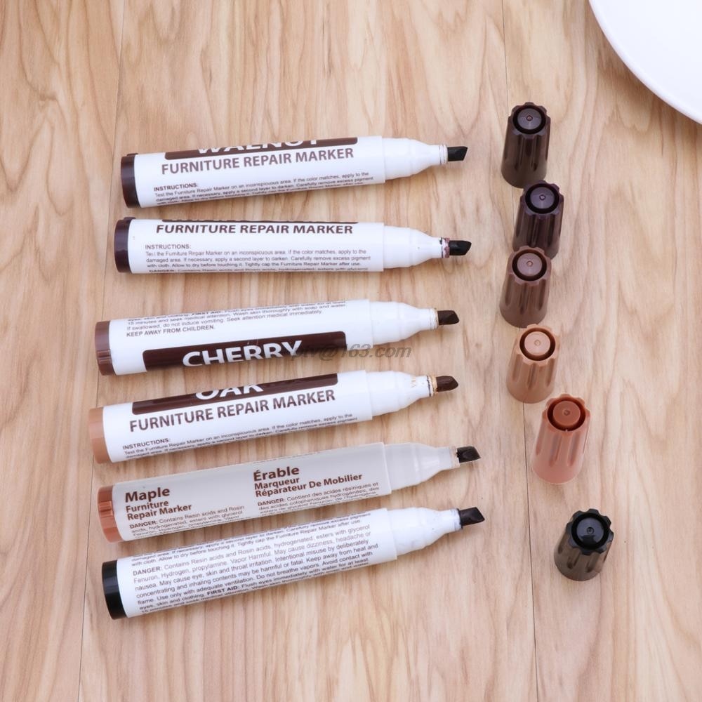 Møbler reparation træ kabinet gulv touch up markører ridser fyldstof remover