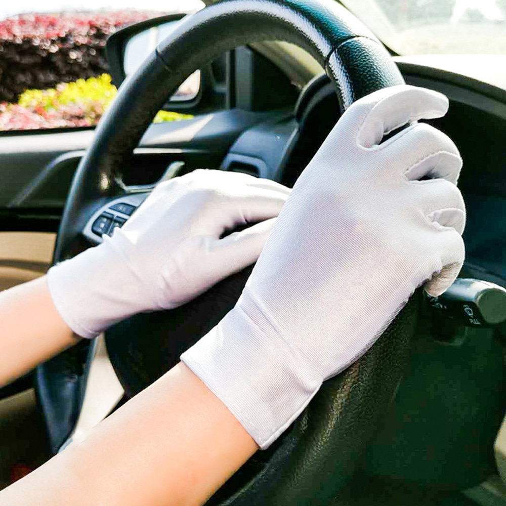 Summer Thin Sun Protection Gloves Unisex Dots Printed Etiquette Dance Gloves Pure Color Elastic Cycling Driving Glove