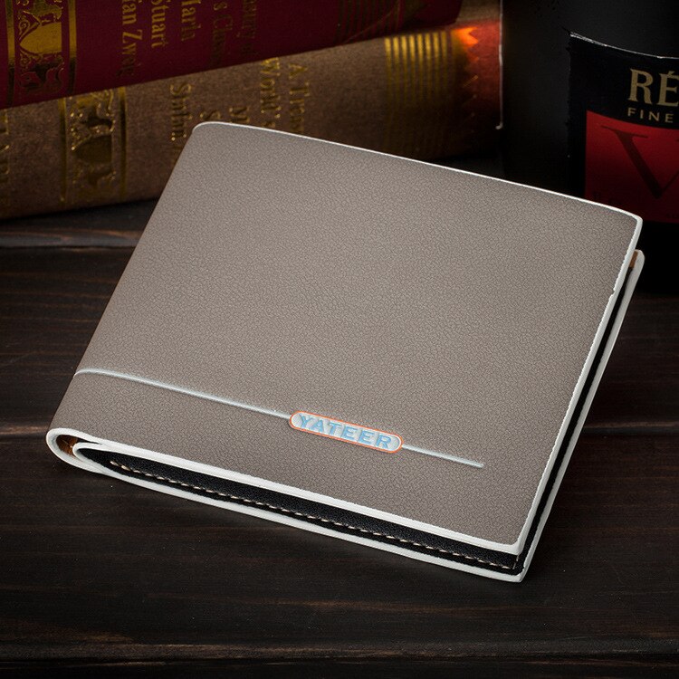 Purse Retro Slim Short Bifold Wallet for Men Business ID Card Holders Purses Male Men's Wallet Small Leather Cards Wallets: D Gray 1