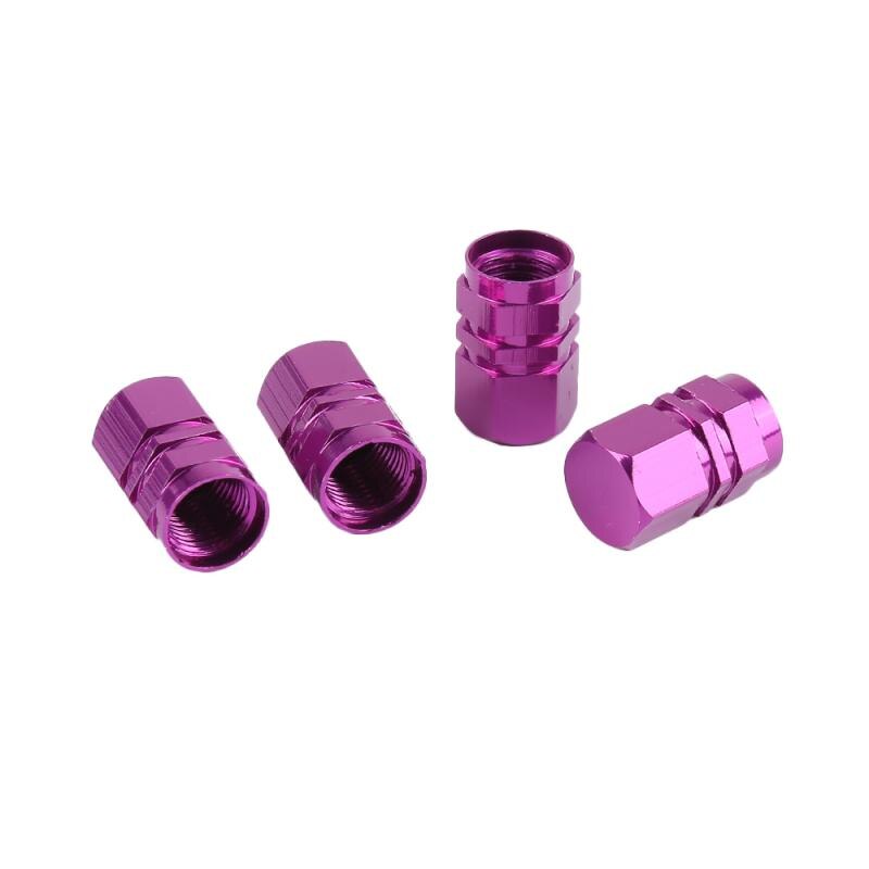 4 tapones para vástago de válvula de coche, 4 Uds., tapones de válvula a prueba de robo de aluminio con perno, válvulas para neumáticos de rueda de coche, tapones de válvula, accesorios: purple