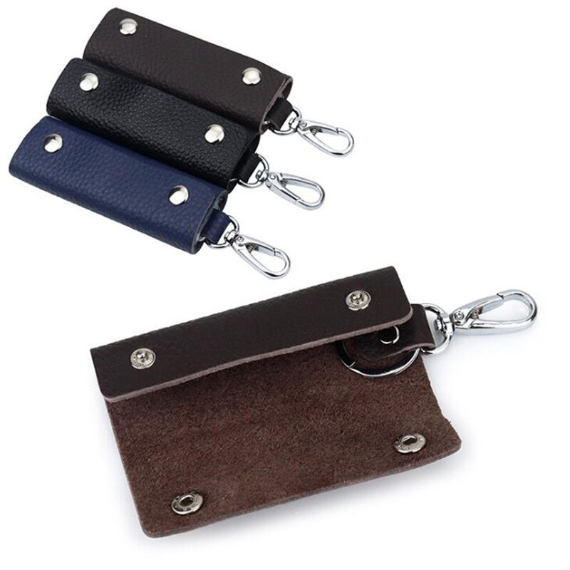 Retro Car Key Ring Holder Organizer Accessories Key Holder Leather Keychain Bag Purse Housekeeper Portable Men Key Case