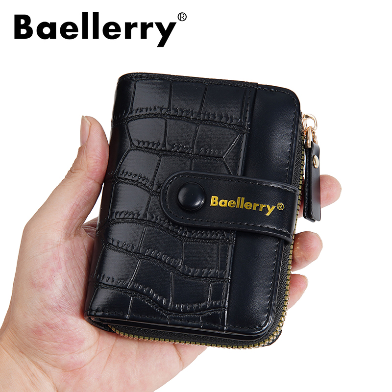 Baellerry-Portefeuille à fermeture éclair pour femme, grande capacité, porte-cartes, sac à main femme, poche à monnaie, motif pierre, supérieure, fille,
