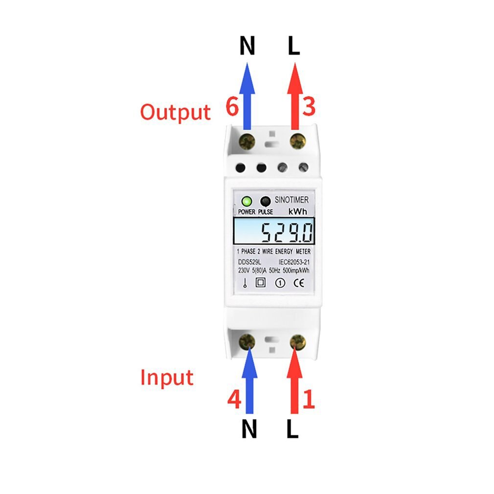 Residential 2 Wire Single Phase Din Rail Energy Meter Electric KWH Meter With Backlight AC 230V 5-80A For Saving Power Energy