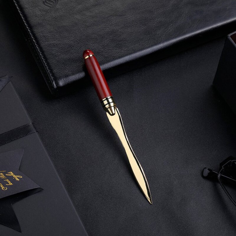 Wood Handle Letter Opener Stainless Steel Letter Opening Cut Paper Split File Envelopes for School Student Stationery