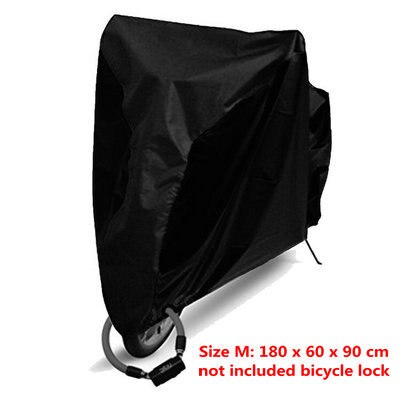 Capa protetora de chuva para bicicleta, proteção à prova d'água, uv para utilidade de bicicleta, tamanho externo, m, l. xl 4 cores: black  M