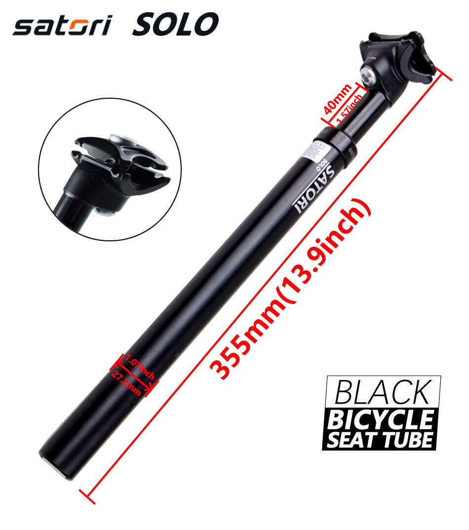 Satori sadelstolpe fjälljustera cykelsadelstolpe fjädrande rör mtb selim cykelstolpe 355 x 27.2mm resor 40mm cykeldelar: Default Title