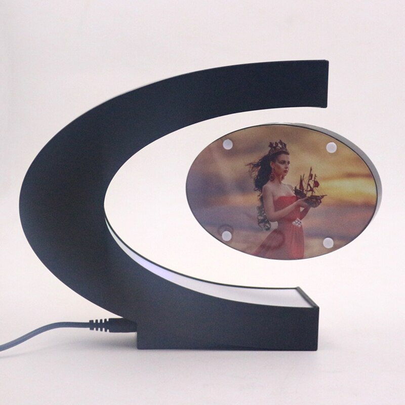 C Shape Electronic Magnetic Levitation Floating Photo Frame with LED Lights Novelty Home Decoration Pictures Frames