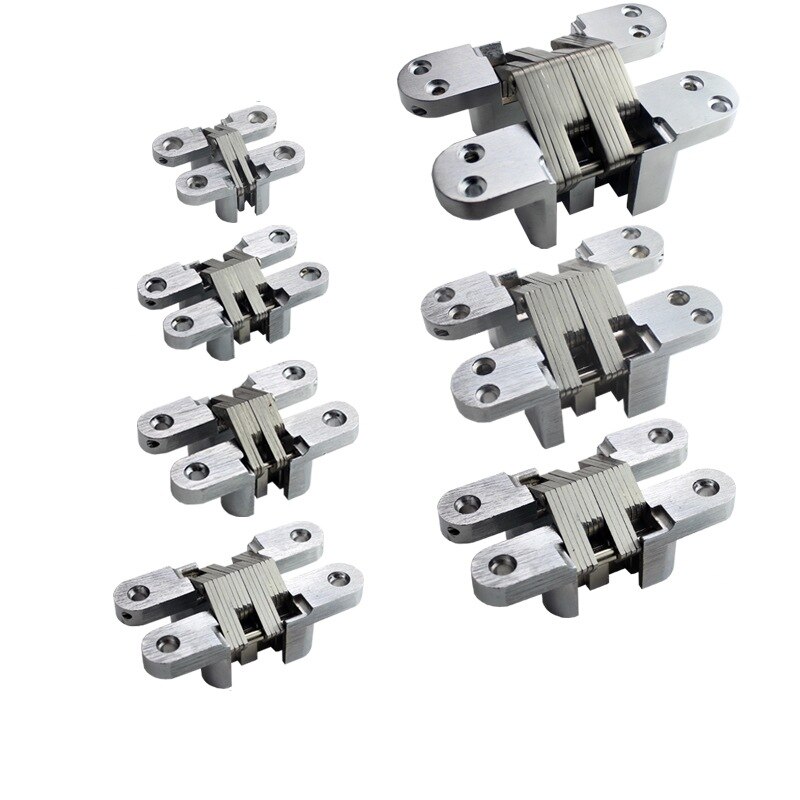 2PCS 304 Stainless Steel Hidden Hinges Seven Size Invisible Concealed Folding Door Hinge For Kitchen Furniture Hardware