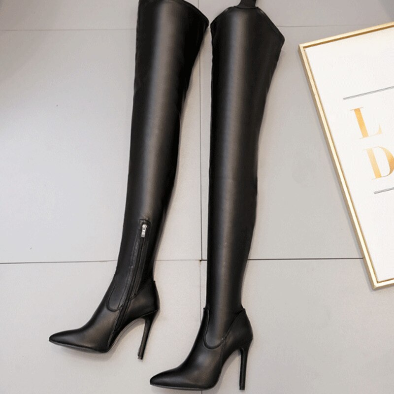 DEAT hiver nouvelles bottes hautes en polyuréthane Style Rihanna sur le genou bottes pour femmes chaussures bout pointu 8cm talons hauts bottes SG766