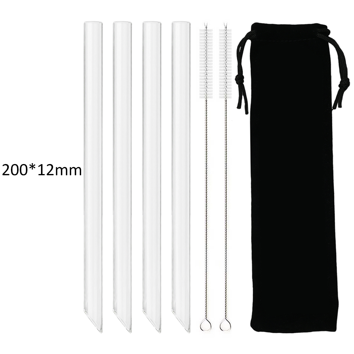 High Borosilicate Glass Straws Straight Reusable Drinking Straw Boba Bubble Tea Milk Smoothies Fruit Cocktails Bar Accessories: light yellow