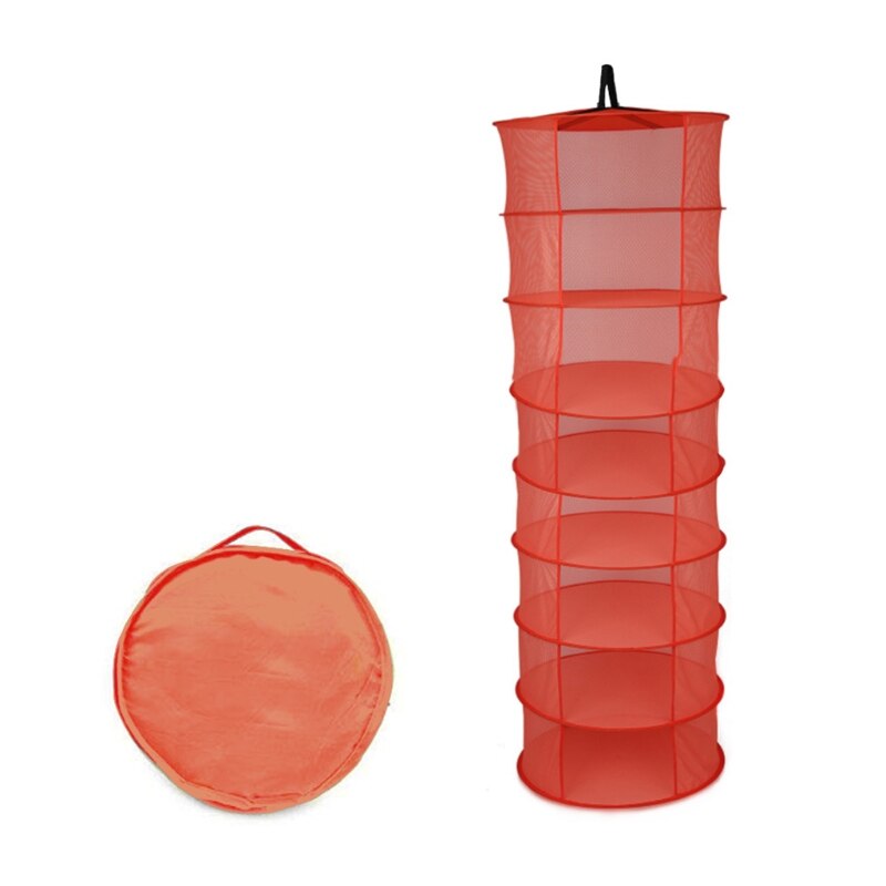 Herb Drying Net 8 Layers Foldable Hanging Basket Dry Rack Bag Mesh Dryer for Herbs Flowers Plants Bud: Orange