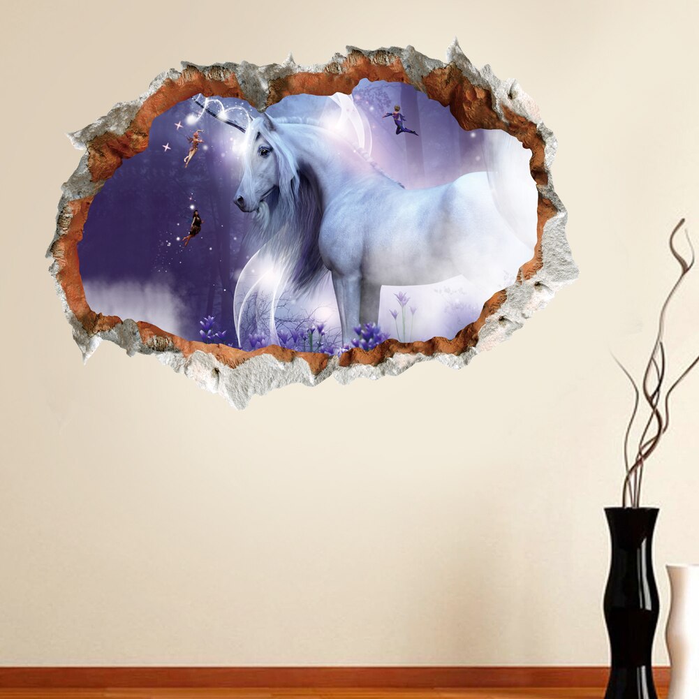 3D Eenhoorn Paard Muursticker Animal Tiger Dinosaur Home Decor Art Mural Meubels Panel Window Sticker Kinderkamer Muur Sticker: 03
