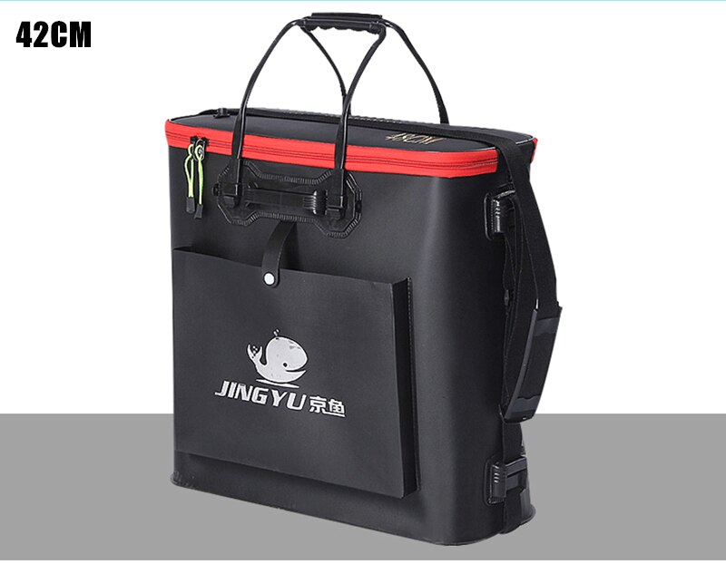 42/48/53cm Fishing Tackle Bucket Portable Fishing Bags Thickening EVA Live Fish Box Folding Outdoor Camping Hiking Water Bucket: 42cm Black