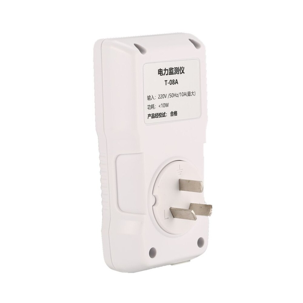 Power Meter T-08A Digital Socket Tester Wattmeter Analyzer Electric Supply Measuring Testing Energy Watt Monitor Electricity