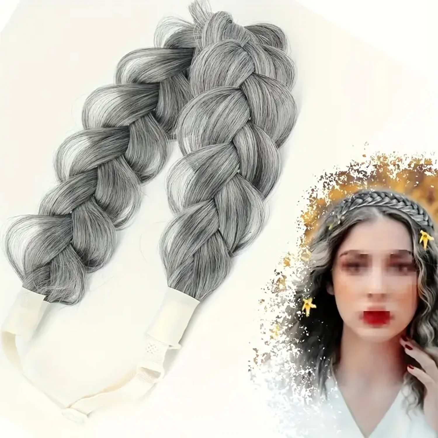 Synthetic Hair Braided Headband With Elastic Band Style Black Brown Girls Braided Headwear Hair Accessories Suitable For Women: 1B/27HL