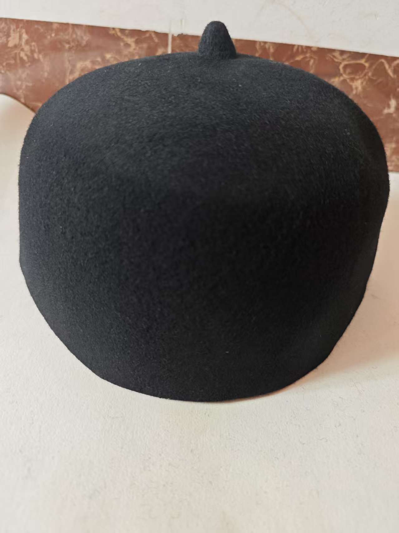 Eid ramadan chapéus de oração para homens muçulmanos lã feltro moda marrom vermelho kufi hijab artesanal boina bonés primavera inverno elegante chapéu: Preto / 58