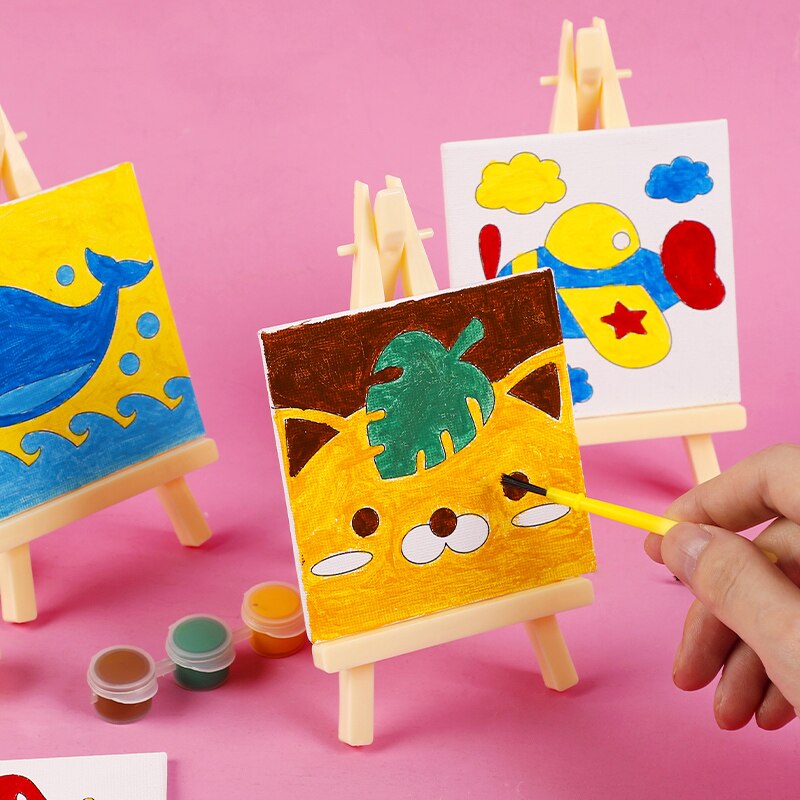 Wooden Kid Easel Including Paint,Brush,Tabletop Display Easels, Art Craft Painting Easel Stand For Kids Artist