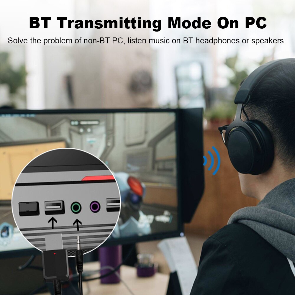 Bluetooth Receiver Transmitter ZF-169 Wireless Audio Adapter BT 5.0 With AUX Out for Headphone Speaker Phones PC Audio Player