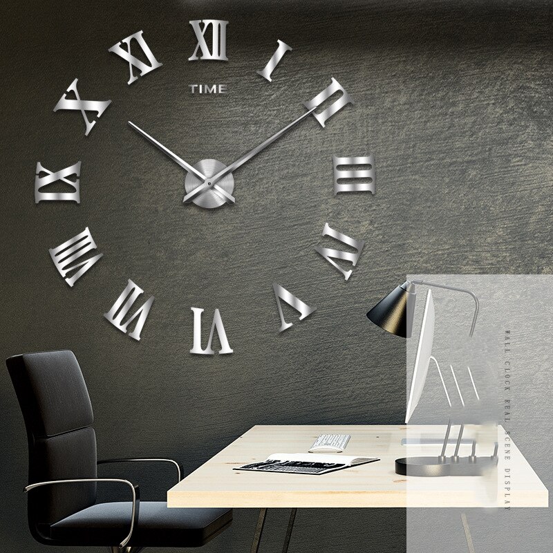 Moderne Diy Grote Wandklok 3D Spiegel Tafel Sticker Home Decoratie Art Giant Klok Met Romeinse Cijfers
