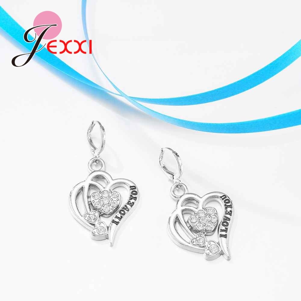 Ensembles de Bijoux femmes élégantes jolie belle 925 Bijoux en argent Sterling coeur vapeur belle filles collier boucle d'oreille pendentif