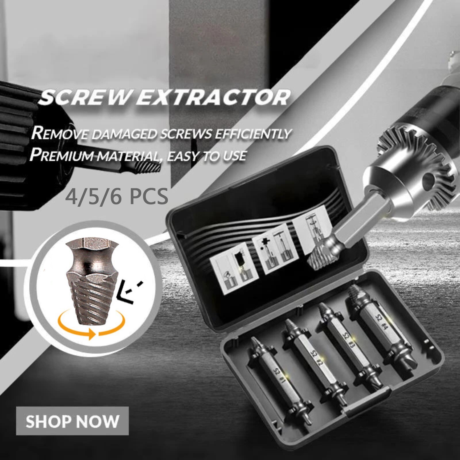 Material Damaged Screw Extractor Drill Bits Guide Set Broken Speed Out Easy out Bolt Stud Stripped Screw Remover Tool#YL10