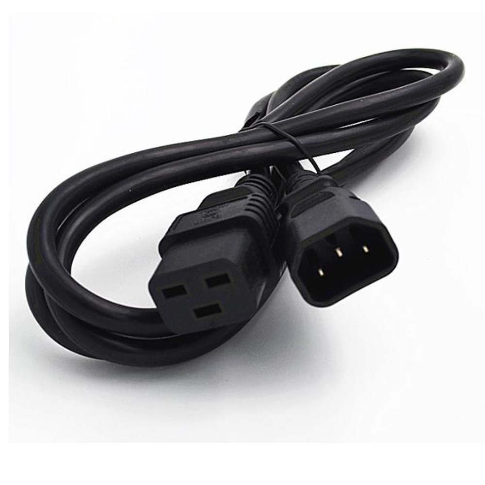 Black 1.0M 2.0M 3.0M PVC Copper IEC320 C13 C14 C15 C19 C20 extension power cord 10A / 16A charging cable