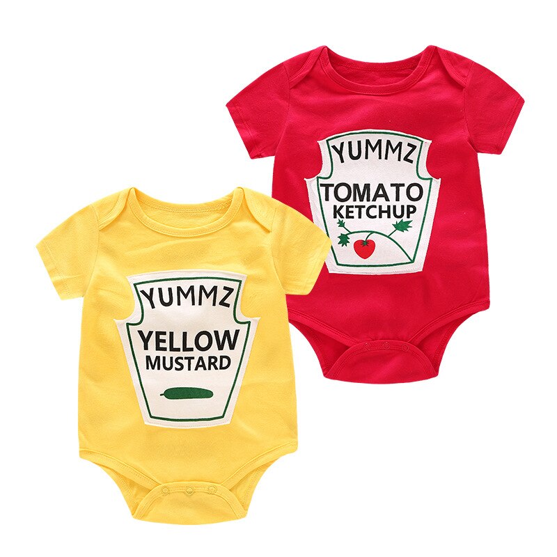 Bodysuit Baby Yummz Tomaat Ketchup Gele Mosterd Rood En Geel Bodysuit Jongen Tweeling Baby Meisjes Kleding