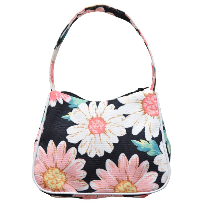 Vintage Canvas Ladies Underarm Armpit Bag Flower Pattern Women Purses and Handbags Girls Hobos Shoulder Bags Small Tote