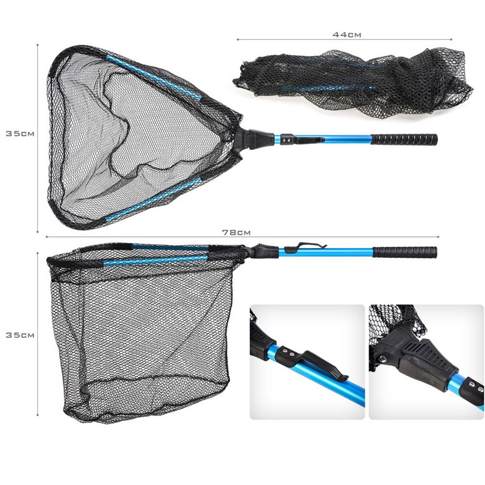 LEO Outdoor Portable Aluminum alloy Foldable Single Section Fly Fishing Hand Dip Net Fishing Net Black Red Triangle Dip Net Tool