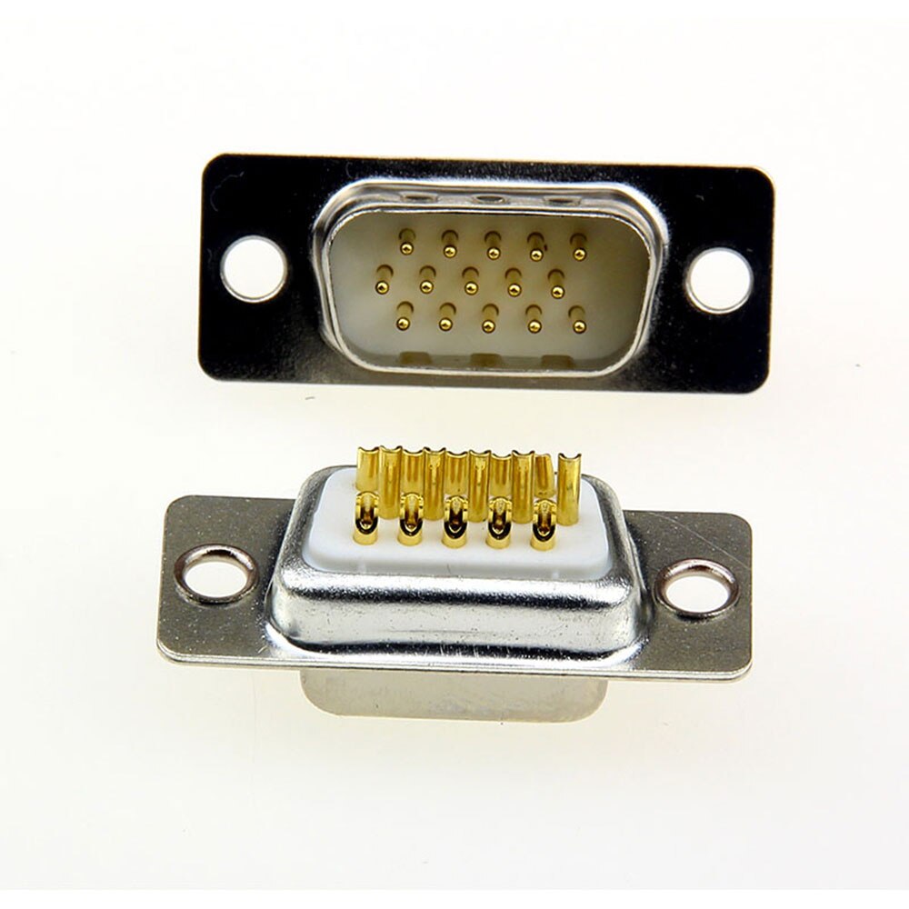 VGA Welding Connector DB15 Male Plug / Female Socket Metal Shell Kit 3 Rows 15 Pin Serial Port Connector D-SUB15 Adapters