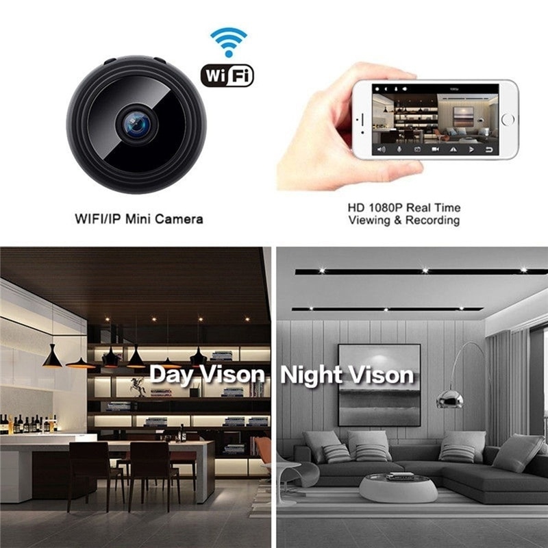 Mini ip kamera trådløs wifi  hd 1080p skjult hjem sikkerhedskamera nattesyn med kort