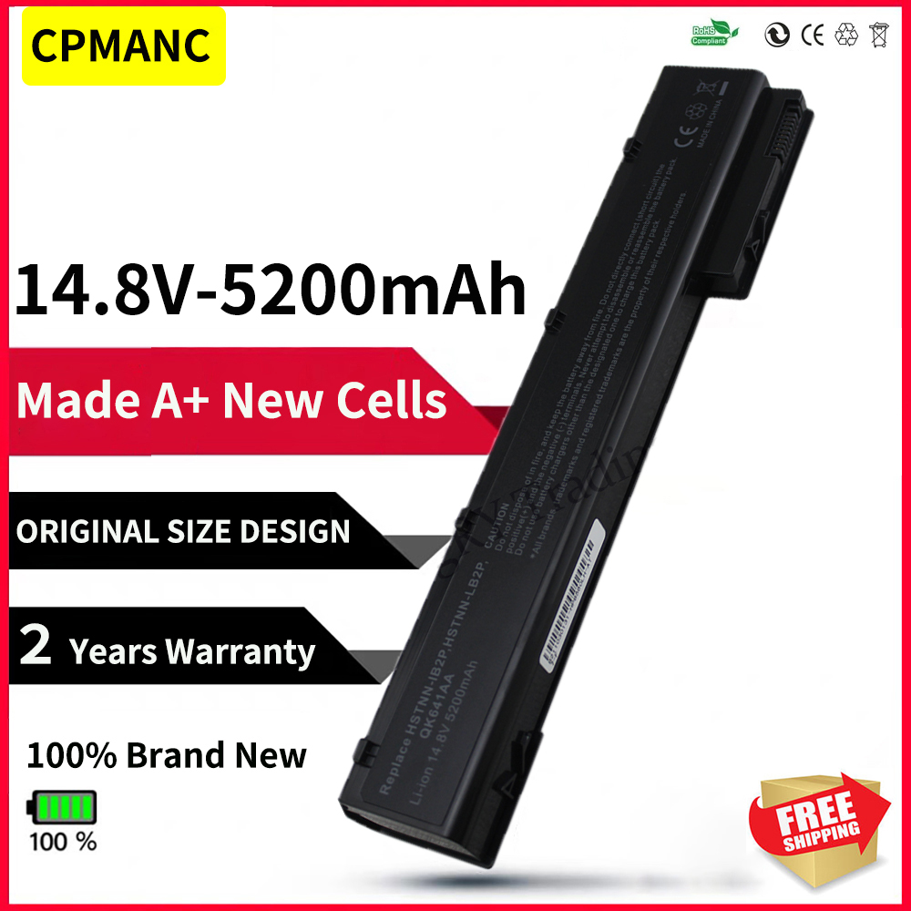 CPMANC-Batería de 8 celdas para ordenador portátil, 14,8 V, 5200mAh, para HP EliteBook, 8560w, 8570w, 8760w, 8770w, HSTNN-LB2P, QK641AA, VH08, VH08XL, QK641AA