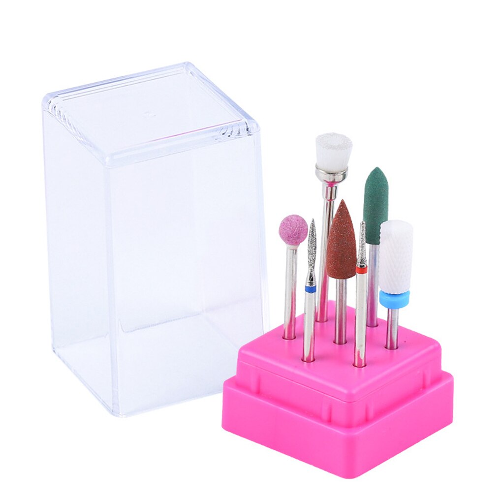 7 unids/set brocas de cerámica para uñas caja de acrílico fresadora máquina de manicura limas de uñas eléctricas herramienta de Arte de uñas: 06