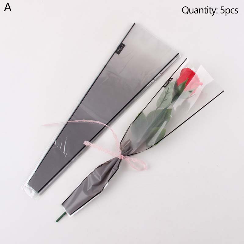 5Pcs Single Boeket Bloem Verpakking Zakken Gradiënt Kleur Inpakpapier Case Bloem Verpakking Voor Valentijnsdag Wedding