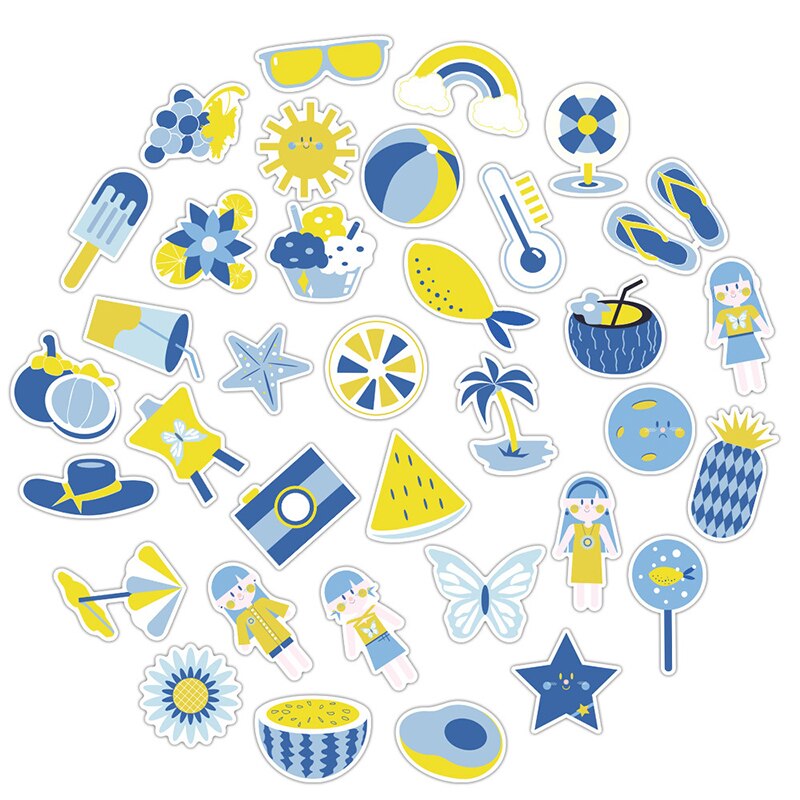 50PCS Summer Tropical Beach Pineapple Cartoon Sticker For Case DIY Luggage Laptop Skateboard Computer Decal Cute Stickers