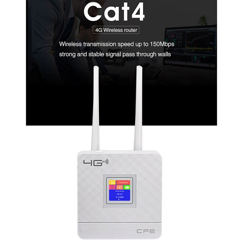 Wireless CPE 4G Wifi Router Portable Gateway FDD TDD LTE WCDMA GSM External Antennas SIM Card Slot WAN/LAN Port EU Plug