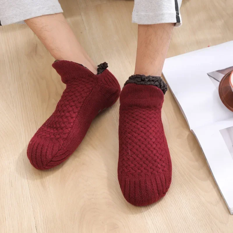 Winter Snow Socks Men Thicken Warm Home Bedroom Socks Slippers Man Non-Slip Foot Warmer Carpet knitted Socks Calcetines Hombre