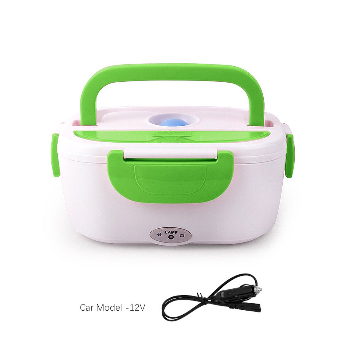 12V-24V 110V 220V Electric Heated Lunch Box Portable 2 in 1 Car& Home US Plug/EU Plug Bento Boxes Stainless Steel Food Container: green  car model